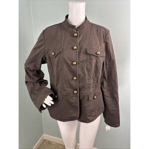 Talbots Women's Brown Button Front 4 Pocket Jacket Size 14